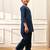 Girl's navy blue cotton kurta set with kantha embroidery
