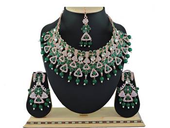 Green designer function wear ad necklace set 1