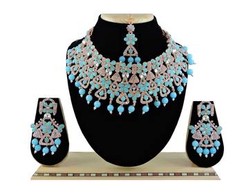 Turquoise designer function wear ad necklace set 1