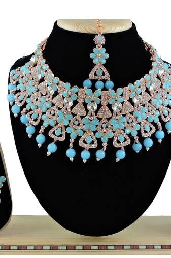 Turquoise designer function wear ad necklace set