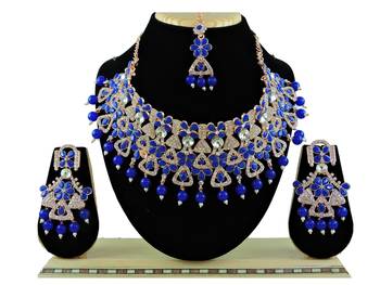 Blue designer function wear ad necklace set 1