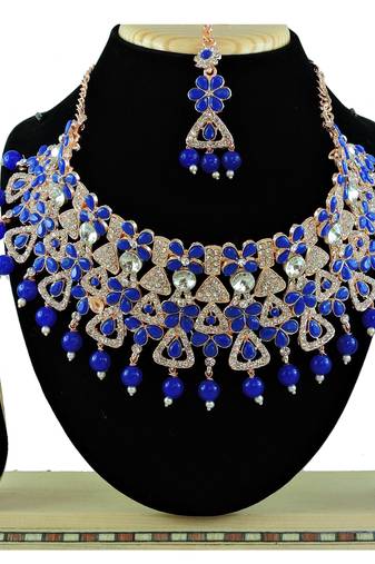 Blue designer function wear ad necklace set
