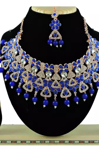 Blue designer function wear ad necklace set