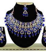 Blue designer function wear ad necklace set