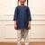 Girl's navy blue cotton kurta and harem pant set with kantha