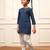 Girl's navy blue cotton kurta and harem pant set with kantha