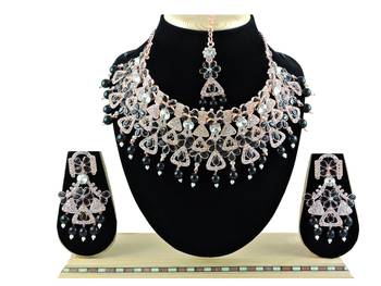 Black designer function wear ad necklace set 1