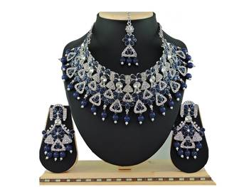 Blue designer function wear ad necklace set 1