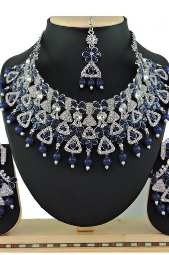 Blue designer function wear ad necklace set