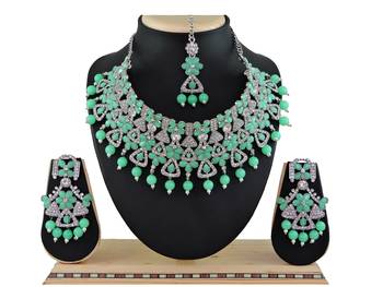 Green designer function wear ad necklace set 1