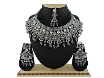 Grey designer function wear ad necklace set 1