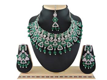 Green designer function wear ad necklace set 1