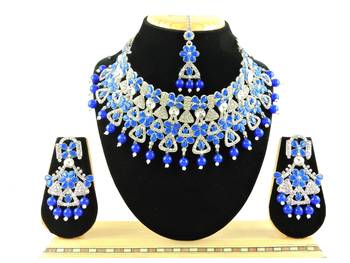 Blue designer function wear ad necklace set 1