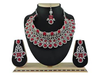 Red designer function wear ad necklace set 1
