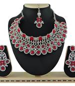 Red designer function wear ad necklace set
