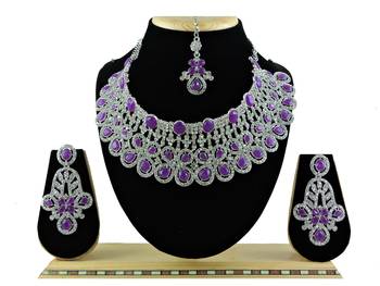 Purple designer function wear ad necklace set 1