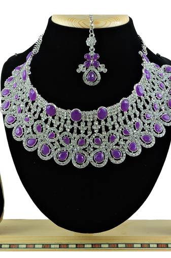 Purple designer function wear ad necklace set