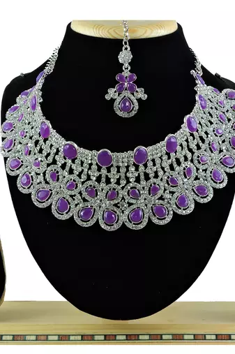 Purple designer function wear ad necklace set