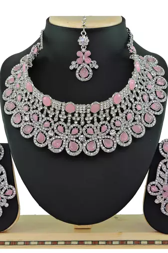 Pink designer function wear ad necklace set