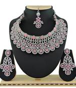 Pink designer function wear ad necklace set