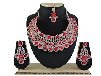 Red designer function wear ad necklace set 1