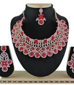 Red designer function wear ad necklace set