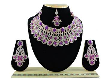 Purple designer function wear ad necklace set 1