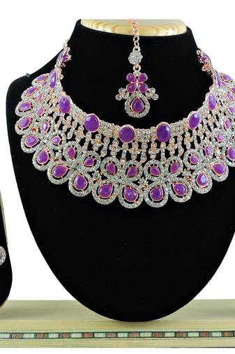 Purple designer function wear ad necklace set