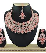 Pink designer function wear ad necklace set