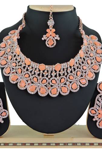 Orange designer function wear ad necklace set