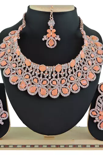 Orange designer function wear ad necklace set