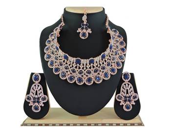Blue designer function wear ad necklace set 1