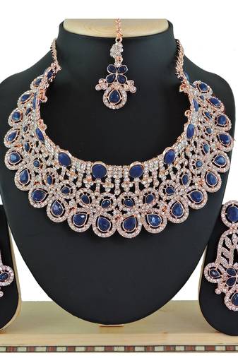 Blue designer function wear ad necklace set