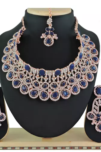 Blue designer function wear ad necklace set