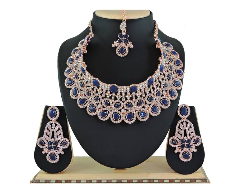 Blue designer function wear ad necklace set