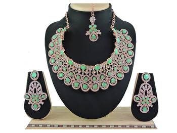 Green designer function wear ad necklace set 1