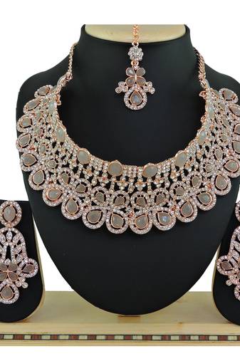 Grey designer function wear ad necklace set