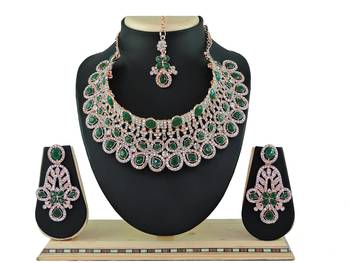 Green designer function wear ad necklace set 1