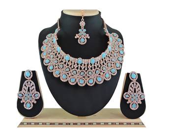 Turquoise designer function wear ad necklace set 1