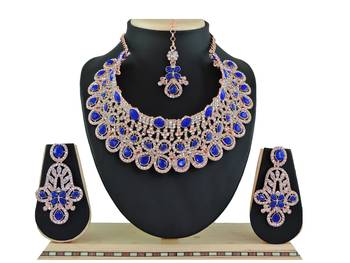 Blue designer function wear ad necklace set 1