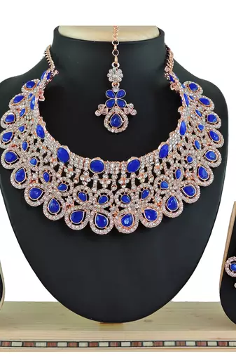 Blue designer function wear ad necklace set