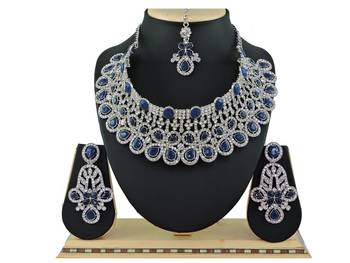 Blue designer function wear ad necklace set 1