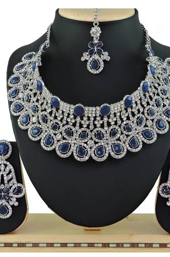 Blue designer function wear ad necklace set