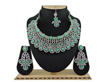 Green designer function wear ad necklace set 1