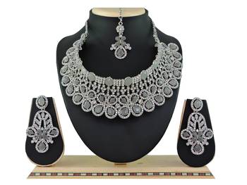 Grey designer function wear ad necklace set 1