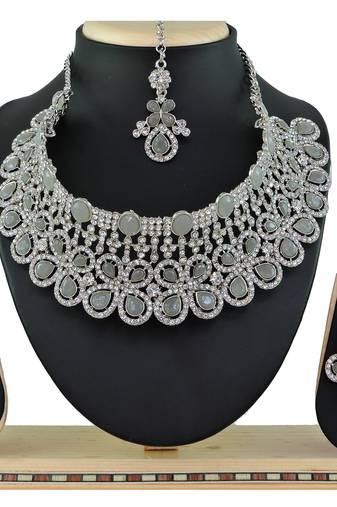 Grey designer function wear ad necklace set