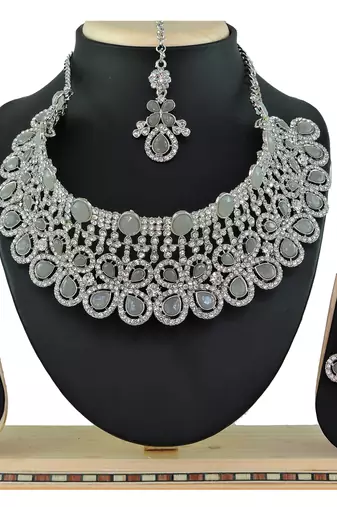 Grey designer function wear ad necklace set
