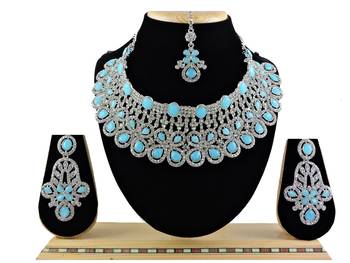 Turquoise designer function wear ad necklace set 1