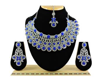 Blue designer function wear ad necklace set 1