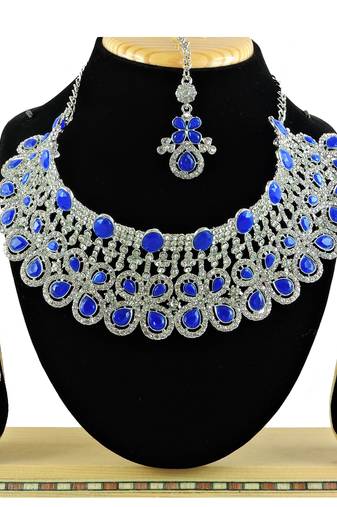 Blue designer function wear ad necklace set